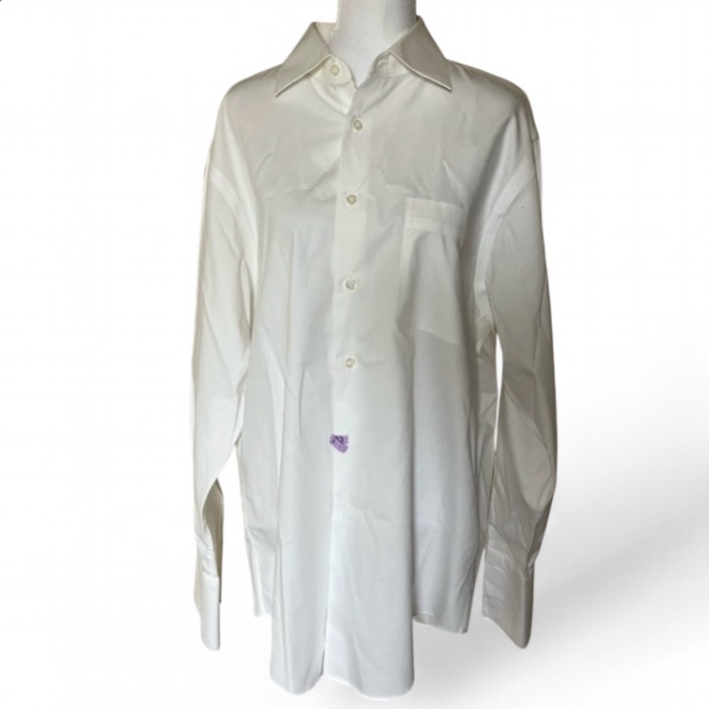 Men’s Neiman Marcus Plain White Classic Fit Button Down Dress Shirt size 32/33